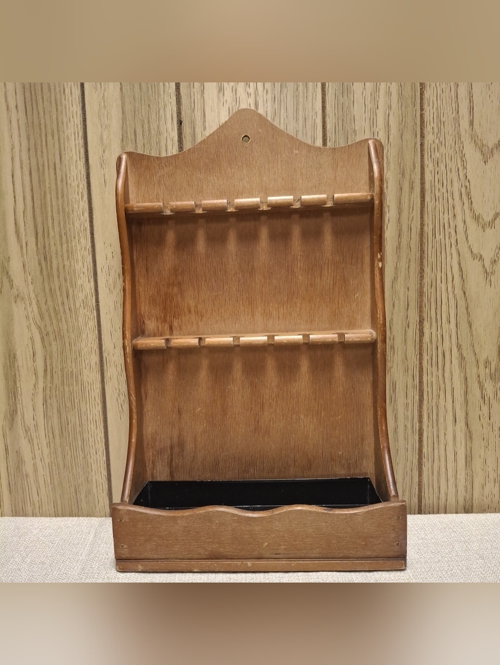 Vintage Solid Wood 12 Spoon Display & Mail Holder Rustic Decor 11"×17"×3.5"